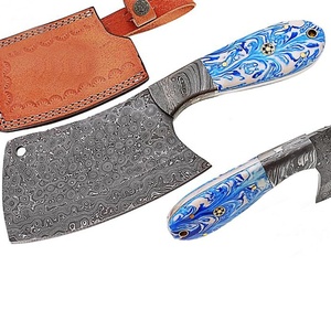 Couteau à viande artisanal en acier Damas avec manche en résine, lame pleine longueur, couteau de boucher, couteau de chef, couteau de cuisine, fabricant OEM ODM - Product Image 1