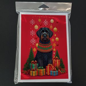 Whimsical A7 Tamaño 5x7 Black Russian Terrier Holiday Christmas Tarjetas de felicitación Paquete de 8 tarjetas de nota en blanco con sobres - Product Image 3