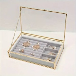 Decorative Display Metal & Glass Jewelry <b>Box</b> Luxury <b>Trinket</b> Case for Jewelry Rings Earrings Necklace Bracelet Vanity - Product Image 5