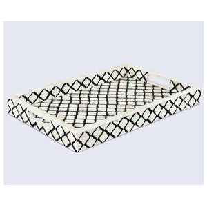 Bandeja de Servir de Alta Calidad Hecha a Mano con Incrustaciones de Hueso, Diseño Cuadrado Marrón y Blanco, Origen India, Bandeja Decorativa Moderna para Té - Product Image 2
