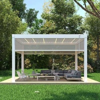 Pavillon de jardin moderne avec structure en acier thermolaqué blanc et toit rigide en forme de pyramide pour villas et jardins, résistant aux intempéries