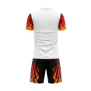 White Red Yellow Flame Sleeve Soccer Uniform Vibrant Football Jersey Set Sublimation Teamwear Men Sportswear - Product Image 2