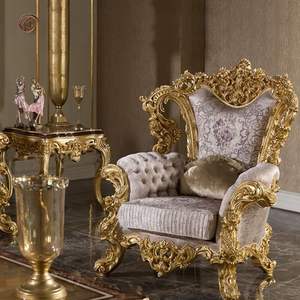 Muebles para el Hogar Kiky, Juego de Sofás Seccionales en Forma de L de Madera Maciza de Estilo Europeo, Acabado Dorado Antiguo Ecológico y Duradero para Sala de Estar - Product Image 5