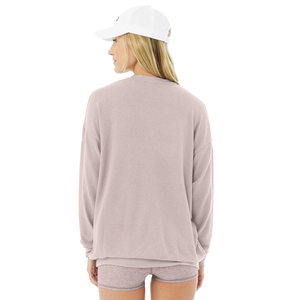 เสื้อสเวตเชิ้ตคอกลมโอเวอร์ไซส์สำหรับผู้หญิง แขนยาว สีพื้น ผ้าถักผสมคอตตอน ทรงหลวมไหล่ตก ใส่ได้ในฤดูใบไม้ร่วง ทรงปกติ - Product Image 2