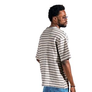 เสื้อยืดผู้ชายไซส์ใหญ่ คอกลม แบบสั่งทำพิเศษ OEM ผ้าฝ้าย 100% ซับในลายทาง เสื้อยืดโอเวอร์ไซส์สำหรับผู้ชาย - Product Image 5