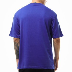 Camiseta de Manga Corta para Hombre 2026, Color Azul Rey, Cuello Redondo, Corte Regular, Color Sólido, Informal, Tejido de Punto, 100% Algodón, Diseño Liso - Product Image 3