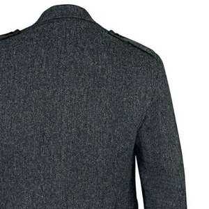 Chaqueta Kilt de Lana Personalizada de Alta Calidad con Cuello Alto Recubierto de Lana, Chaqueta Kilt Argyll Negra para Hombre, Invierno, 220g - Product Image 4