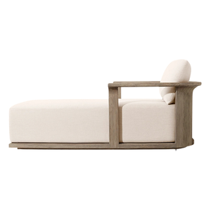Tumbona de Madera de Teca Minimalista Japonesa para Exteriores, con Reposabrazos Curvos Esculturales, Chaise Longue Moderna para Patio, Villa o Resort - Product Image 2