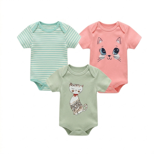 Sunnozy 2026 Nuevo Pelele de Algodón con Estampado Animal para Bebés Niños, Colores Mezclados, Verano, Botones, Manga Corta, Tejido - Product Image 4