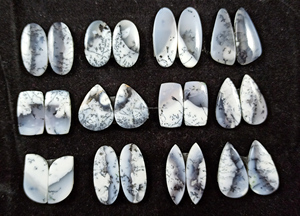 Natural Dendrite Opal Pair Loose Gemstone Cabochons Faceted Stones Wholesale Supplier Crystals Minerals Bulk Export - Product Image 3