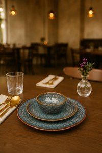 Luxury Blue Stoneware <b>Plate</b> – Handmade <b>Ceramic</b> Tableware Handcrafted Blue <b>Ceramic</b> Dinner <b>Plate</b> – Rustic Stoneware - Product Image 3