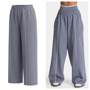 Pantalon de jogging droit pour femme, tendance, sport, course, yoga, décontracté, avec poches, taille basse, coupe ample et jambe large - Product Image 3
