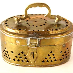 Unique Brass Cricket <b>Box</b> For Traditional Indian Decor With Decorative <b>Floral</b> Motif And Elegant Storage Utility - Product Image 1