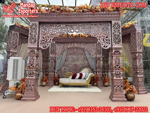 Impresionante apariencia de madera FRP Elephant Mandap para boda Gorgeous Elephant Mandap para bodas South Wedding FRP Elephant Mandap USA - Product Image 2