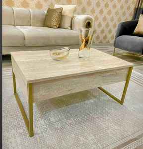 Table basse vintage en laiton et marbre. Italie années 1950 - Product Image 2