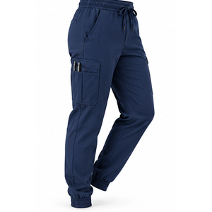 Pantalon Cargo Jogger Léger Taille Mi-Haute Élastique Devant Plat Cordon de Serrage Coton Polyester Uniforme Hospitalier Jambe Droite - Product Image 4