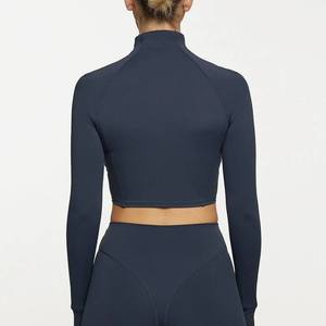 Veste de sport/yoga haute extensibilité pour femme, automne/hiver, avec col montant et fermeture éclair, idéale pour l'entraînement et le fitness – Collection automne - Product Image 2