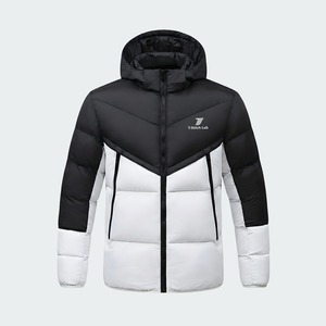Blouson matelassé en toile patchwork pour homme, chaud pour l'hiver, prix bas, nouveau style, rembourrage en fibre de polyester, col montant, imperméable, écologique - Product Image 2