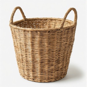 Panier en jonc de mer artisanal, écologique et durable avec poignées pour le rangement de la cuisine et de la salle de bain, décoration moderne et traditionnelle - Product Image 6
