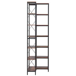 Étagère d'angle moderne à 7 niveaux, 79 pouces de hauteur, structure métallique robuste, étagères en bois, forme en L réversible, style industriel - Product Image 1