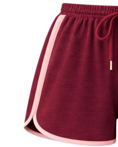 Wine Red Pink Women Camisole And Shorts <b>Set</b> Summer Two Piece Outfit Cotton Blend Crop Top Heart Print Drawstring Shorts Casual - Product Image 6