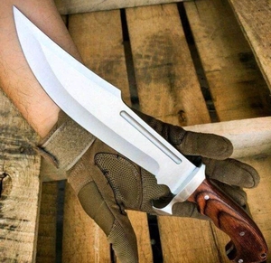Cuchillo de Caza Premium de Acero de Alto Carbono con Punta Caída, Mango de Madera de Olivo, Grado Industrial, Supervivencia, Espiga Completa, OEM, Marca Privada - Product Image 5