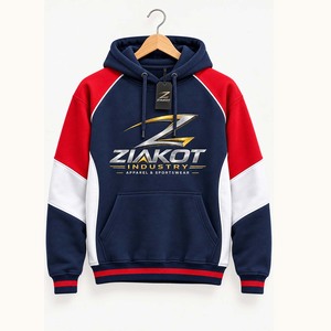 Sweat-shirt à capuche sportif personnalisé bleu marine et blanc, vente en gros directe de l'industrie Ziakot - Product Image 6