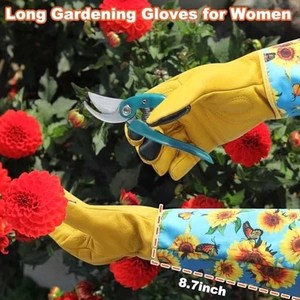 High Performance Synthetic Leather Amara <b>Long</b> Cuff Gardening <b>Gloves</b> Durability Hand Protection Work <b>Gloves</b> for Women - Product Image 5