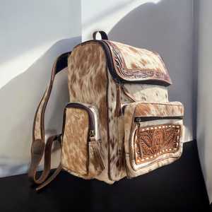 Sac à dos de style western en cuir véritable - Grande capacité - Sac à dos de voyage vintage - Vente en gros - Product Image 2