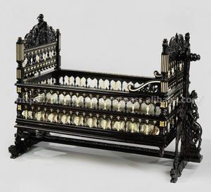 Trendy Elegant <b>Baby</b> Naming Ceremony Wooden Cradle with Detachable Design Traditional Royal Silver Peacock <b>Swing</b> <b>Baby</b> Blessing - Product Image 5