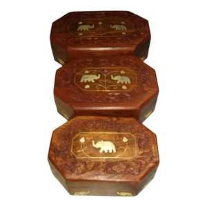Caja de Joyería de Madera Hecha a Mano con Incrustaciones de Latón, Estuche Octagonal para Almacenamiento, Organizador de Anillos y Regalos - Product Image 4