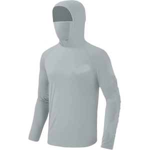 Custom <b>Men's</b> Long Sleeve Breathable Anti-UV UPF 50 100% Polyester Fishing Shirts Quick Dry Running Front Logo - Product Image 1