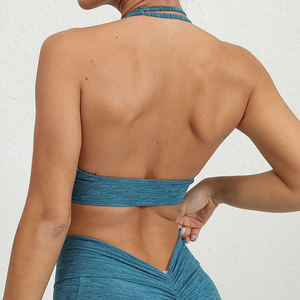 Nouveautés : Soutien-gorge de sport dos nu de haute qualité avec logo personnalisé, soutien-gorge de yoga à col halter pour femmes - Product Image 4