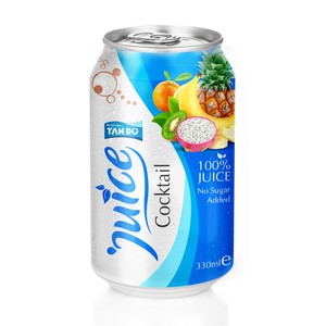 Bebida Tropi Juice 330ml Lata Corta de Aluminio 100% Puré de Frutas Saborizado Bajo en Grasa Esterilizado Recién Exprimido 5 Brix Naranja Guayaba Agua - Product Image 1