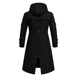 Premium Quality <b>Mens</b> Gothic <b>Trench</b> <b>Coat</b> Long <b>Leather</b> Biker Jacket Steampunk Victorian Style Cosplay Outerwear - Product Image 2