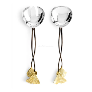 Juego de servidores de ensalada de metal de latón y acero inoxidable de diseñador hecho a mano de lujo para servir cuchara y tenedor de ensalada de Ambience Lifestyle - Product Image 2