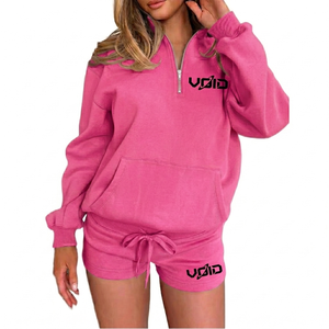 Women Everyday <b>Shorts</b> Set Half Zip <b>Lounge</b> Breathable Full Sleeves Cozy Summer <b>Shorts</b> Set Casual Wear - Product Image 4
