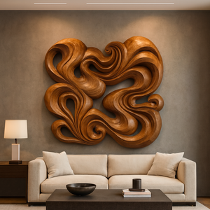 Sculpture murale en bois faite à la main, style Art déco unique, décoration sculptée pour anniversaire, décoration murale pour la maison, fête de Diwali - Product Image 5