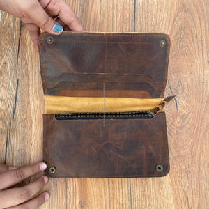 Portefeuille en cuir de vachette véritable fait main femmes portefeuille mince en cuir véritable fermeture éclair pochette sac à main vache impression sac à main portefeuille cadeaux pour elle - Product Image 6