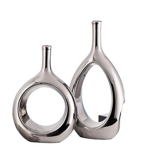 Vase en céramique moderne pour fleurs, décoration de table, design côtier, fait main, pour salon, chambre, table à manger, lot de 2 - Product Image 1