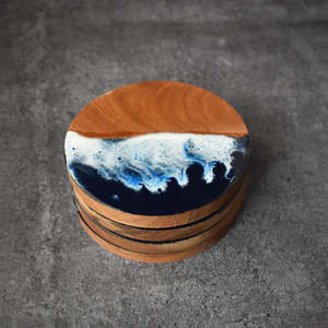 Original <b>Wooden</b> Resin Coasters <b>Set</b> Round and Square Drink Mat Cup Holder <b>Tea</b> Coaster Dining Room Modern Tabletop Stylish Decor - Product Image 4