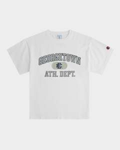 เสื้อยืดคอกลมแขนสั้นผู้ชาย ผ้าคอตตอนเจอร์ซีย์สีขาว พิมพ์ลายกราฟิกด้านหน้าพร้อมโลโก้ทีมตามสั่ง ดีไซน์ตัวอักษรพิมพ์ลาย ระบายอากาศได้ดี สวมใส่สบาย - Product Image 5