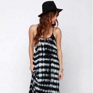 New Design Black and <b>White</b> Resort Wear <b>Tie</b> and Dye Floor Length Party Wear Sleeveless Dress for Women - Product Image 1