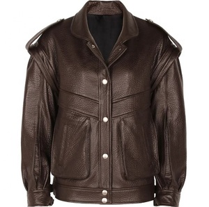 Veste en cuir pour femme à manches courtes, imperméable et coupe-vent, en polyester véritable, pour l'hiver - Product Image 1