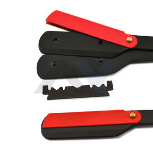 Best Selling Barber Razors Professional Straight Shavette Solid Red Wooden Handle <b>Swing</b> Lock Shaving Razor Barbershop Grooming - Product Image 4