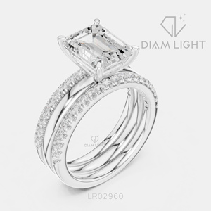 Bague de mariage en or blanc 14 carats avec diamant de laboratoire taille émeraude 2,83 carats, certifiée IGI, bijou raffiné, cadeau pour fiançailles, mariage ou anniversaire - Product Image 2