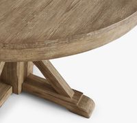 Table à manger ronde portable Liza moderne en teck massif, robuste, pour intérieur et extérieur