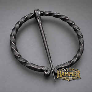 Hand Forged Medieval design <b>Twisted</b> O <b>shape</b> brooch with clock pin unisex for cloak shawl <b>and</b> scarf - Product Image 1