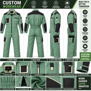 TwillSports <b>Men's</b> Work Coveralls Long Sleeve Cotton Breathable Mechanic <b>Jumpsuit</b> With Zipper Front Customizable - Product Image 6