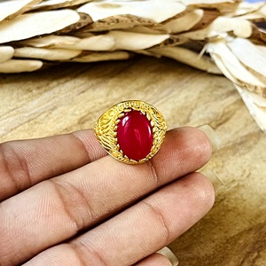 Trendy Onyx <b>Rings</b> Boho Brass <b>Rings</b> for Women 18k <b>Gold</b> Plated Antique Tribal Flower Band Statement <b>Ring</b> for Wholesale/OEM/ODM - Product Image 5